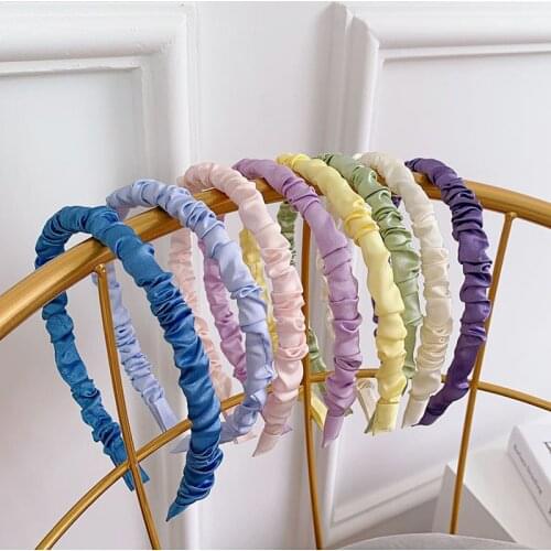 Satin Fabric Hairbands For Women Hair Accessories Designer Band Pure Color Hoops Bow Wedding Headband Girls Lolita Bands Clip