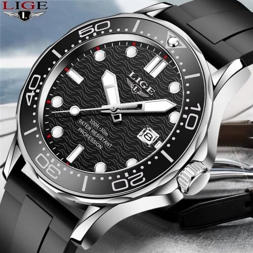 Relogio Masculino LIGE 2021 Mens Watches Top Brand Luxury Fashion Sport Watch Men Waterproof Quartz Silicone Strap Reloj Hombre