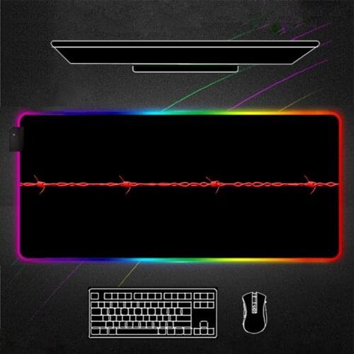 RGB Mouse Pad Black and red Gamer Accessories Large LED MousePad Gaming Desk Mats PC Desk Play Mat with Backlit escritorio gamer
