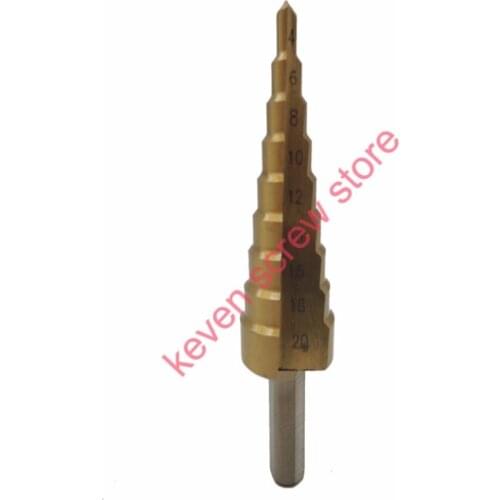1Pcs/lot 4-20mm Professional HSS Steel Large Step Cone Titanium Coated Metal Drill Bit Cut Tool Set Hole Cutter