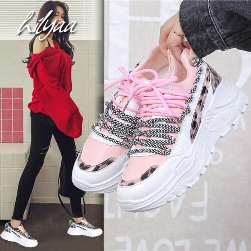 2020 Spring Autumn Fashion Woman Sneakers High Quality PU Leather Female Platform Shoes Girls Pink Trainers Dad Sneakers Women