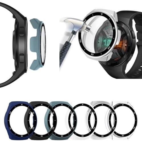 Hard Full Edge Glass Screen Protector Case Shell Frame For Huawei GT 2e/GT2 E Sport Watch GT2e Protective Bumper Cover Accessory