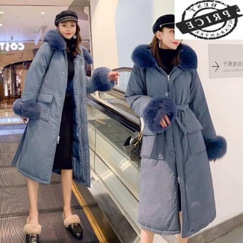 Winter Womens Down Jacket X-Long Down Coat Female Thick Large Fur Hooded Duck Down Coat Warm Clothes Jackets Hiver 12012