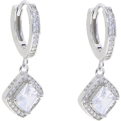 100% 925 sterling silver women wedding engagement gift AAA sparking cubic zirconia dangle wedding CZ bling earring for women