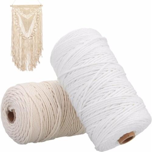 100M/200M Cotton Cord Natural Beige White Twisted Cord Rope Craft Macrame String DIY Handmade Home Decorative 2mm/3mm hemp