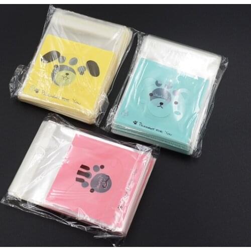 100pcs/set Cute Cartoon Monster Cookie Candy Bag Self-Adhesive Plastic Bags Biscuits Snack Baking Package Gift Bags