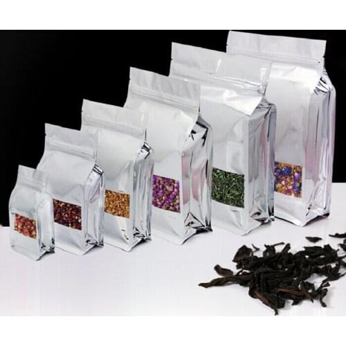 50pcs/lot Aluminum Foil with Clear Window Resealable Stand Up Bottom Zipper Plastic Retail Package Bag Ziplock Mylar Bag 5.3
