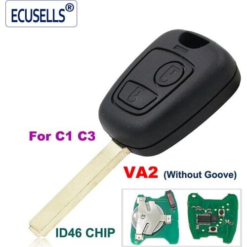 2 Button Remote Key Fob 433MHz Electronic ID46 for Citroen C1 C3 Uncut VA2 Blade