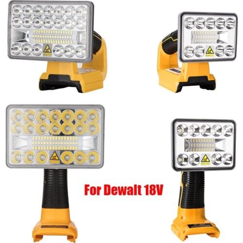 Newest Indoor Outdoor Spotlight LED Lamp Work Light for DEWALT 18V Lithium Battery DCB201 DCB200 with USB Outdoor Tools Lighting