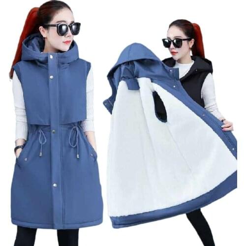 2020 New Autumn And Winter Cotton Vest Womens Coat Plus Size Waistcoat Drawstring Large Warm Vest Womens Sleevele Jacket