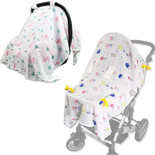 Baby Stroller Accessories Muslin Blanket Car Seat Cover Breathable Sunshade Safety Basket Cart Cradle Cap Visor Sun Canopy