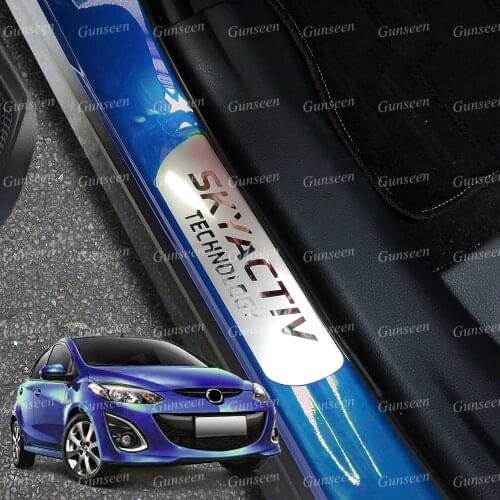 For Mazda 2 Demio Accessories Door Sill Scuff Plate Pedal Trim Auto Threshold Protector Cover Car Styling Sticker 2010 2012 2021