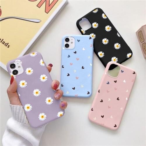 TPU Daisy Flower Cover For Samsung Galaxy A51 A72 A71 A40 A50 A21S A02S A12 A52 A32 A31 A10 S8 S9 S10 S20 FE S21 Plus Ultra Case