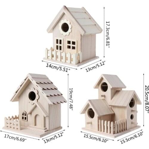 Creative Wooden Bird House Breeding Cage Box Feeding Nest Garden Backyard Balcony Pendant Simulation Fence Birdhouse Home Decora