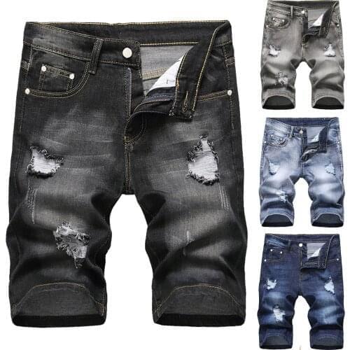 Summer New Mens Stretch Short Jeans Fashion Casual Slim Fit High Quality Elastic Denim Shorts Male Brand Clothes