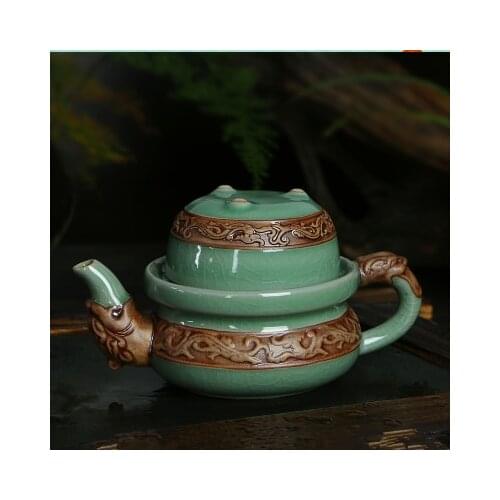 Genuine Ge Kiln Dragon style teaset Quik cup 1 pot + 1 cup ice crack porcelain Ceramic teapot
