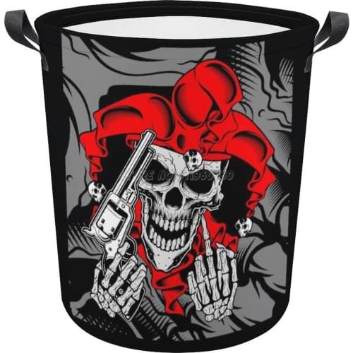 The Joker S Skull Holds A Gun Organizer Oxford Cloth Laundry Basket Waterproof Laundry Hamper Dirty Clothes Storage Basket The A