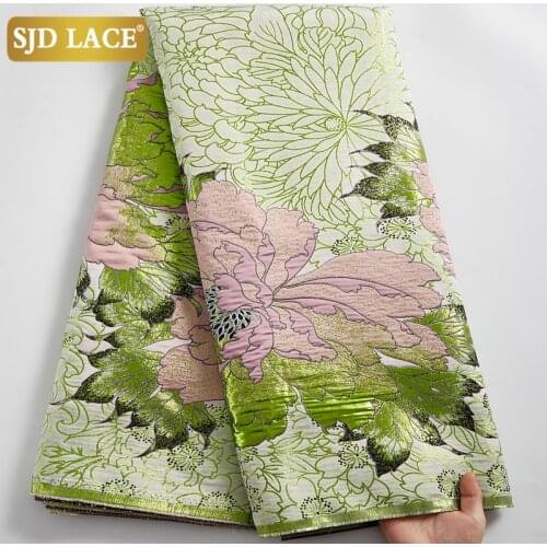 SJD LACE Beatiful Brocade tissue French Organza Lace Fabric Embroidery Gilding Jacquard African Mesh Lace Fabric For Party A2485