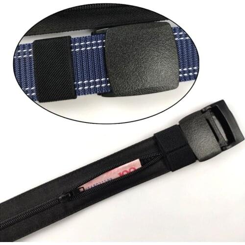 Flying Art Anti-theft Belt eco-friendly plastic Buckle zipper hidden cash Money Waist bag dollar men Wallet Belt Bag