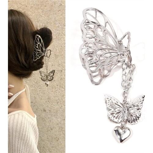 Cute Solid Color Hollow Metal Bow Bowknot Butterfly Hair Claws for Women Girl Barrette Hairpin Hair Clips 2021 New Arrival Trend