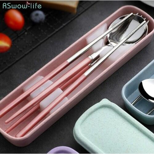 304 Stainless Steel Chopsticks Spoon Set Fork Creative Adult Portable Korean Tableware Students Outdoor Tableware Cutlery Set