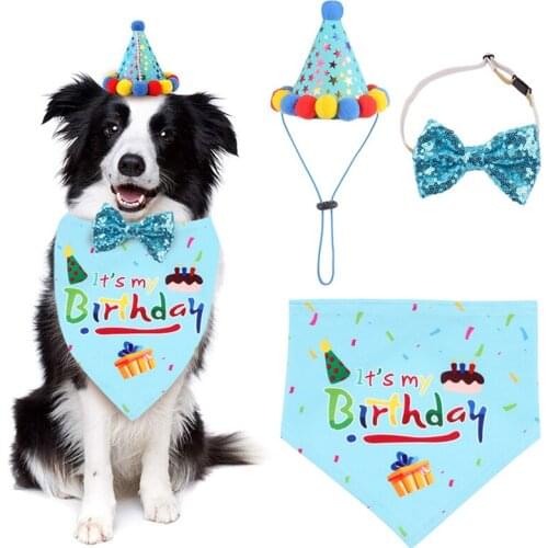 Legendog Pet Birthday Decorations Set Funny Dog Party Hat Pet Bib Cat Collar Party Banner Birthday Props Set Pet Accessories