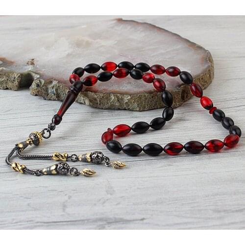 Natural Fiery Amber Gold Plated 925 Silver Tassel 33 Beads For Prayer Tasbih Rosary Men Women Meditation Jewelry From Turkey