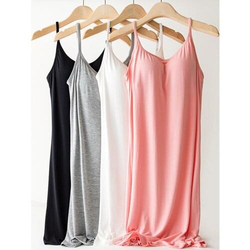 Summer Womens Sleevless Modal Sleepwear Home Nightshirt Women Sleepwear Loose Ladies Nightgown Spaghetti Strap Night Dress