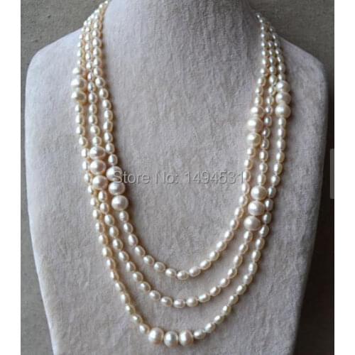 Wholesale Pearl Necklace,71 Inches Long 6-10.5mm White Color Genuine Freshwater Pearl Necklace,Perfect Party Jewelry