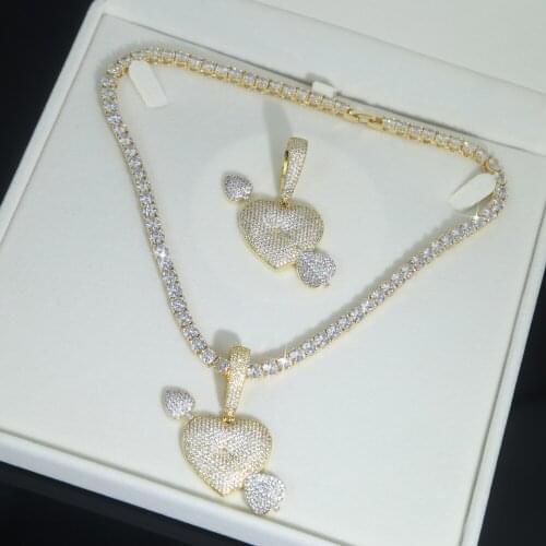 Iced out Hip Hop Necklace For Women Man Big Heart Arrow Charm Pendant Choker Necklace with 5MM cz tennis chain Jewelry