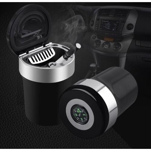 Luxury Car Ashtray with LED Light Cigarette Smoke Travel Remover Ash Cylinder Car Smokeless Smoke Cup Holder Auto Accessories