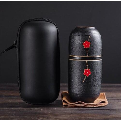 Portable Ceramic Teapot Gaiwan Teacups Handmade Travel Office Concentric Cup Chinese Kung Fu Tea Set Water Bottle Travel Bag New