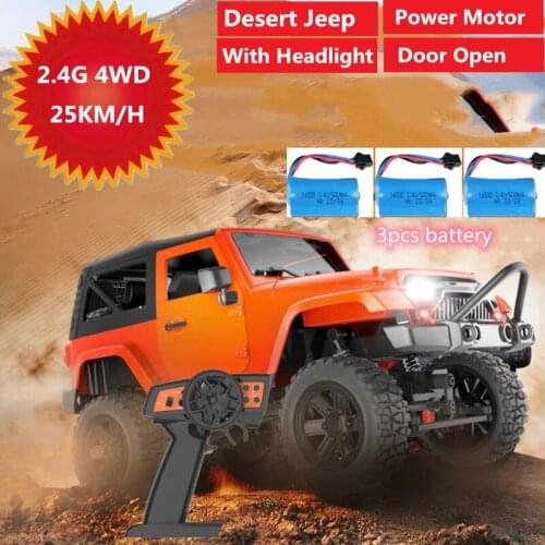 2.4G 4WD RTR RC Racing Car OFF Load Climbing Vehical 25KM/H High Speed Desert Truck Door Open With Headlight Car Model Power Toy
