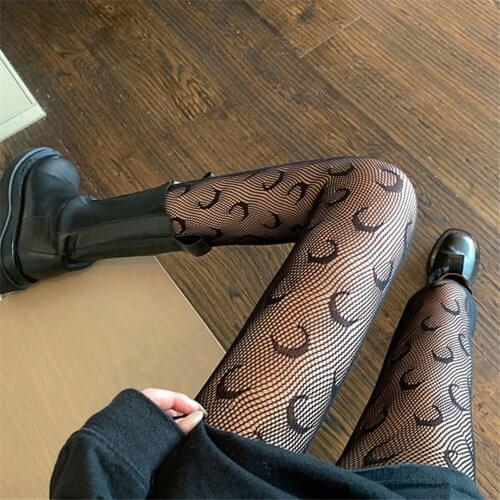 Silk Stockings Cosplay Costumes Acc Sexy Fishnet Tight Fashion Moon Black White Lolita Mesh Socks TuiWa