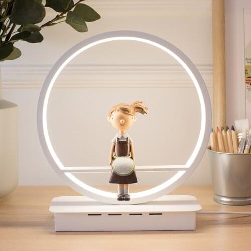 Modern Led Ring Table Lamps for Living Room Angel Bird Boy Girl Desk Lamp Bedroom Bedside Nordic Stand Light Fixtures Home Decor
