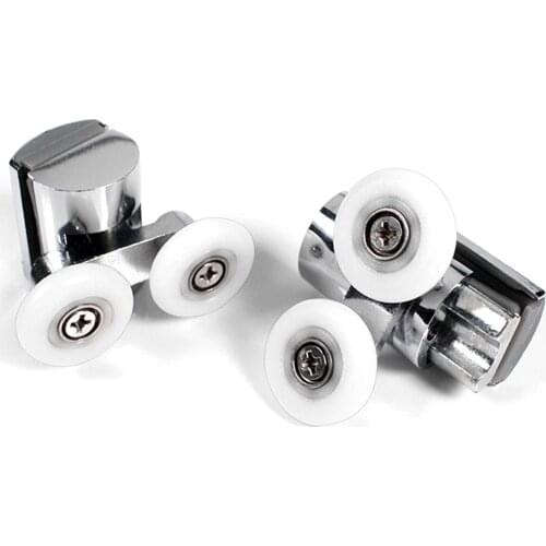 Heavy Duty Zinc Alloy Dual Wheel Top/Bottom Shower Door Rollers Runners 23mm Wheel Dia(2 top + 2 bottom)