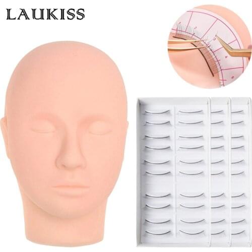 Training False Eyelashes Practice Lash Sets Silicone Mannequin Model Head for Beginners Practicing Eyelash Extension Tools