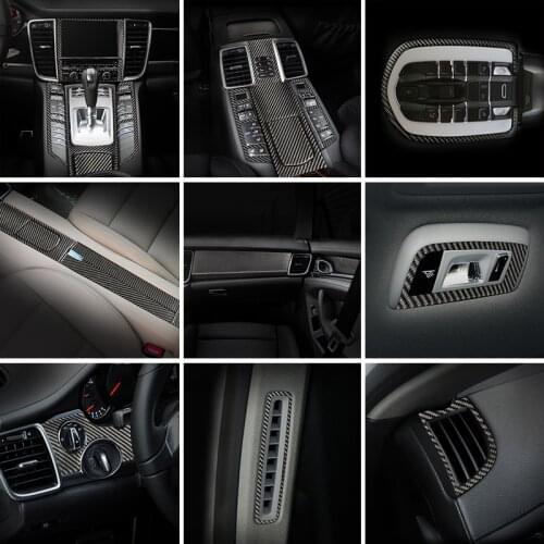 Carbon Fiber For Porsche Panamera 970 Car Inner Gearshift Air Conditioning CD Panel Reading Light Cover Trim Sticker Accessories