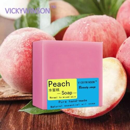 VICKYWINSON Peach handmade soap 100g Prevent dry, dark skin Increase skin elasticity and lubrication against acne soaps