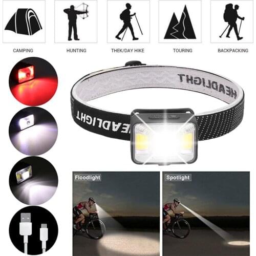 All New Headlamps Outdoor Waterproof Light Xpe Led+2xcob White+red Led Headlights Usb Rechargeable Headlight Flashlight 800lm