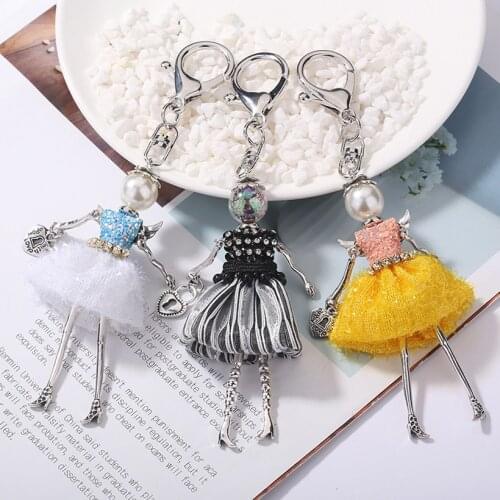 YLWHJJ brand 2020 cute new doll keychain Women Car Pendant hot Girls Bag key chains key ring Statement Handmade fashion Jewelry