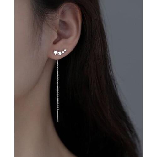 Trend Shining Long Earrings Female Star Rhinestone Wedding Pendant Earrings Fashion Korean Jewelry Earrings Elegant Women Gifts
