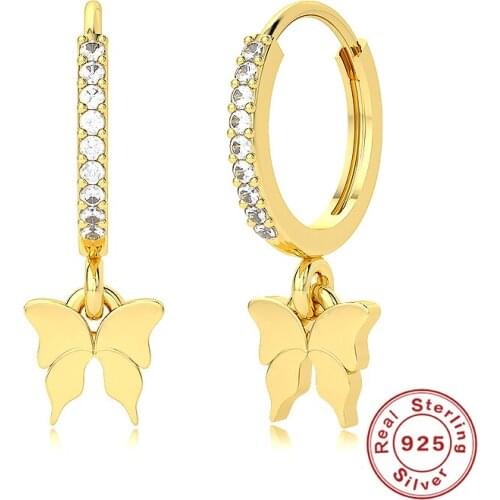 BOAKO Pendientes Plata 925 Earrings For Women Ins Butterfly Earrings Dangle Cartilage Jewelry Ear Piercing Fashion Серьги #2.3
