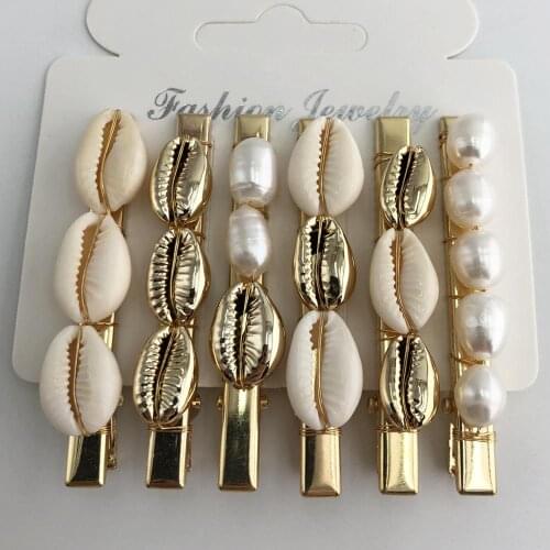 Women shell hair clip accessories baroque pearl hair pins korean pince cheveux femme bijoux for women wedding jewelry decoration