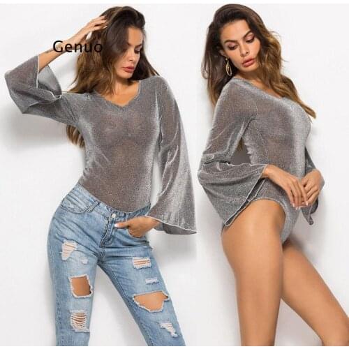 Women Long Sleeve Sexy Ladies Bodysuit Leotard Body Jumpsuit Tops Casual