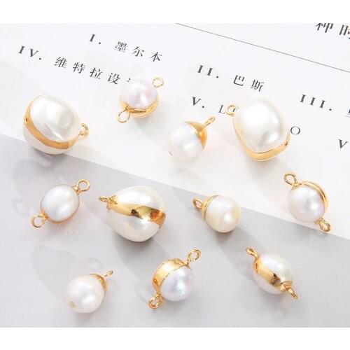 1pc Irregular Natural Freshwater Pearl Charms Double Hole Connector Pendant for DIY Earrings Bracelet Necklace Jewelry Making