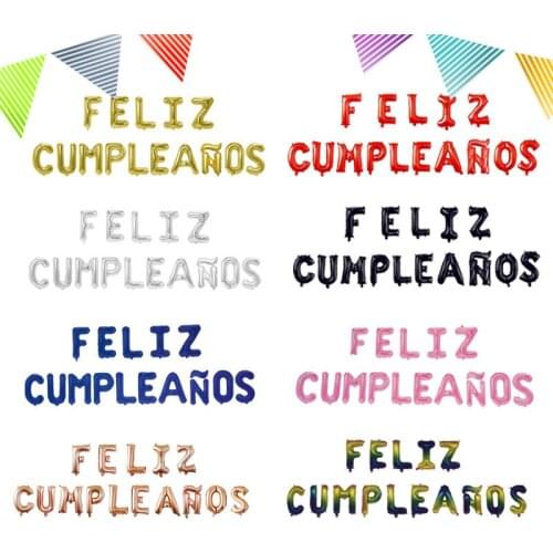 16 inch Spain FELIZ CUMPLEANOS Letter Balloons Foil Happy Birthday Alphabet balloon Birthday Party Decor Kids Baby Shower balls