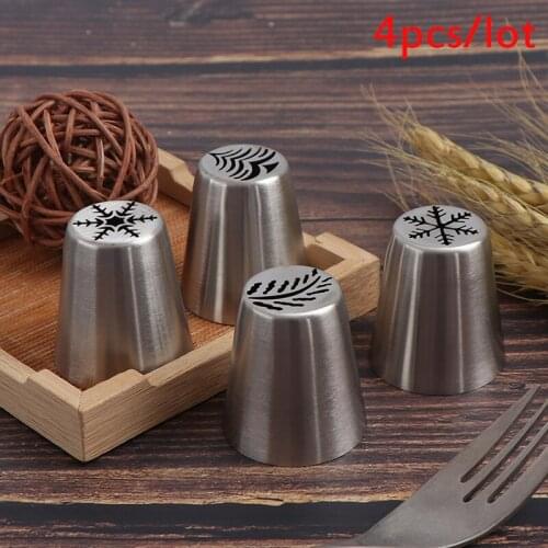 4pcs/lot Christmas Decor Mouth Christmas tree Snowflakes Decor Tools DIY Cream Mouth Cake Decoration Bakeware Tool Pastry Nozzle