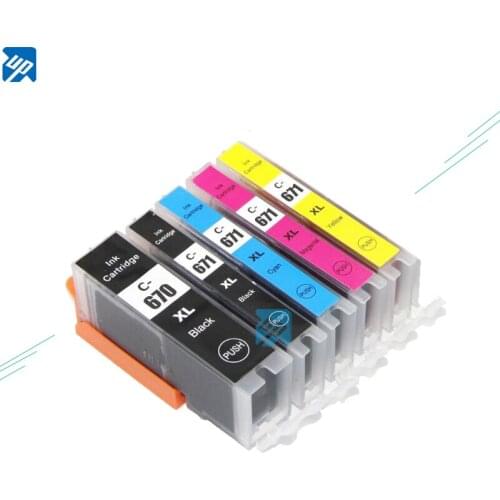 5PCS PGI-670 CLI-671 ink cartridges For canon MG5760 MG5765 MG5766 MG6860 MG6865 MG6866 TS6060 TS5060 TS9060 TS8060 PGI670