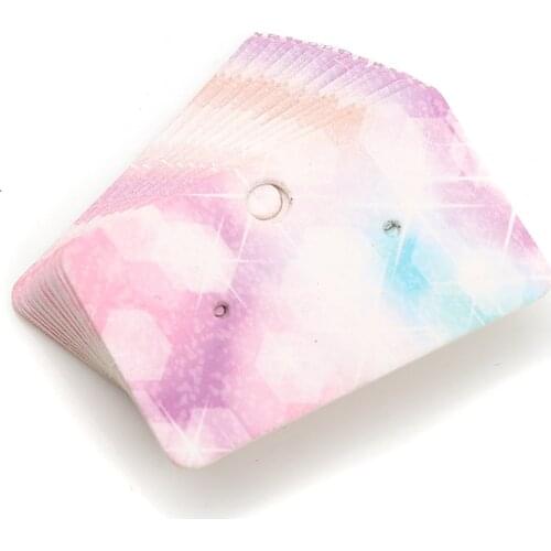 50PCs 5x3cm Rectangle Flower Leaf Flamingo pattern Paper Label Tags Jewelry Earrings Display Card garment labels accessory